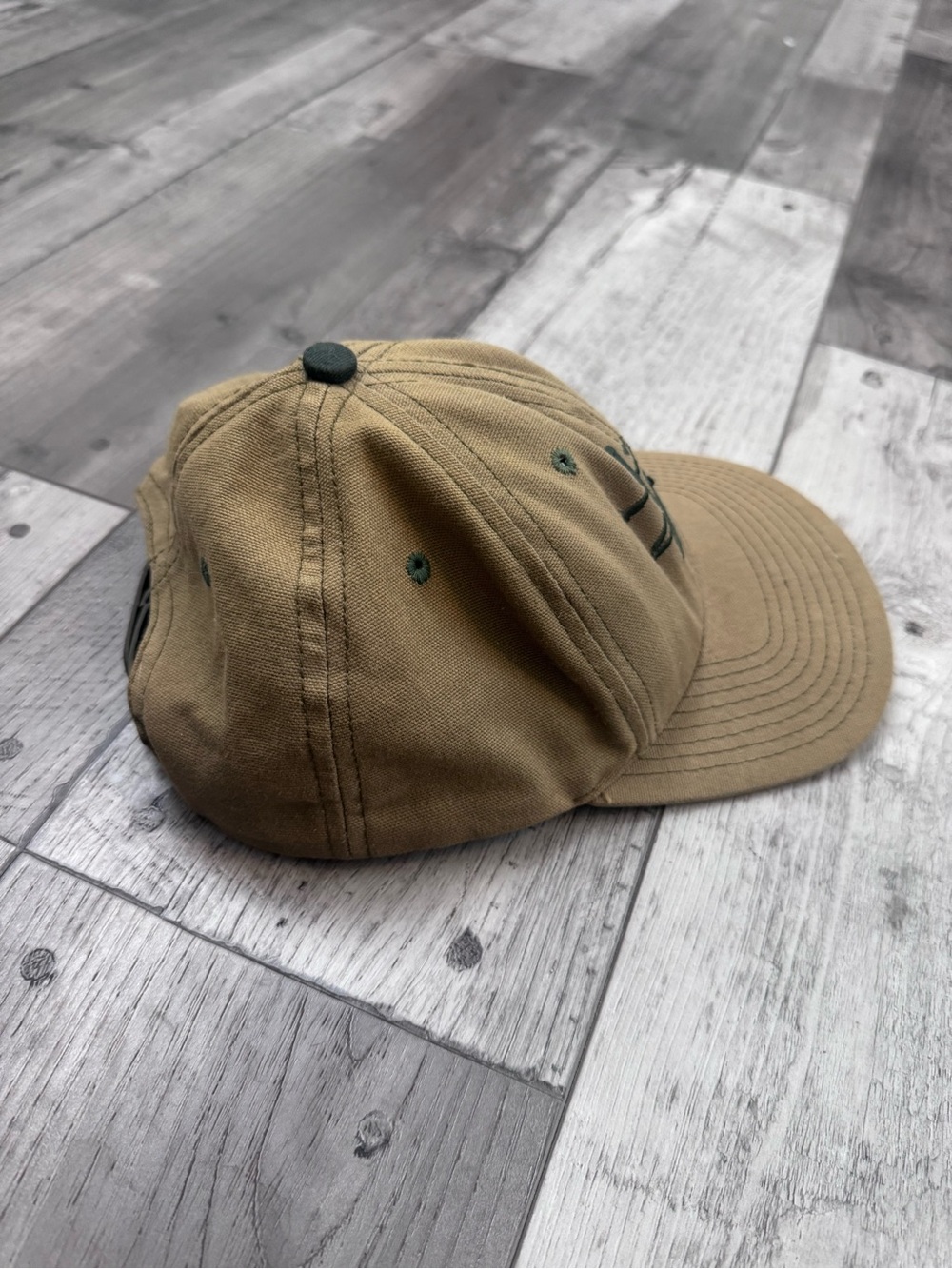 Vintage Stüssy Made in America khaki green cap black embroidered log - Picture 8 of 12